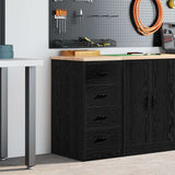 Armadietto da Garage Nero 40x51x85 cm in Legno Massello di Pino