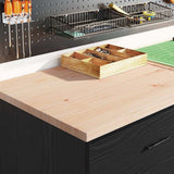 Armadietto da Garage Nero 60x51x85 cm in Legno Massello di Pino