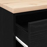 Armadietto da Garage Nero 60x51x85 cm in Legno Massello di Pino