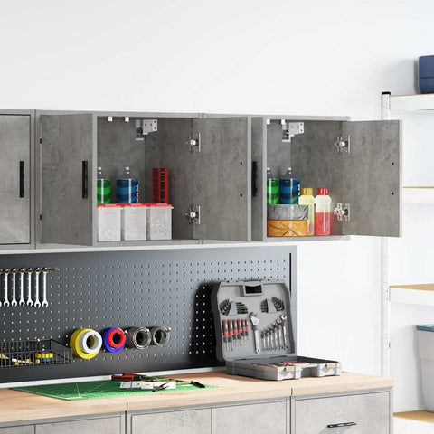 Pensili per Garage 2 pz Grigio Cemento in Legno truciolato