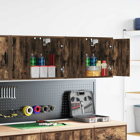 Pensili per Garage 2 pz Rovere Fumo in Legno truciolato