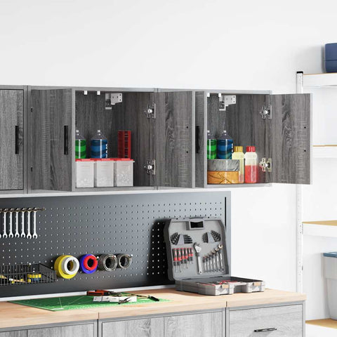 Pensili per Garage 2 pz Grigio Sonoma in Legno truciolato