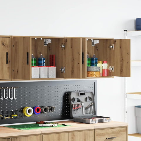 Pensili per Garage 2 pz Rovere Artigianale in Legno truciolato