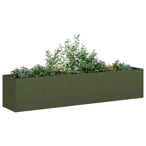 Fioriera Verde Oliva 200x40x40 cm in Acciaio Laminato a Freddo