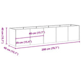 Fioriera 200x40x40 cm in Acciaio Inox