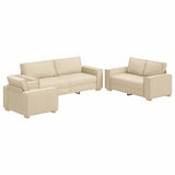 Divano 3 pcs Crema 220 x 80 x 84 cm Tessuto misto lino