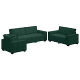 Set di Divani 3 pz con Cuscini Verde scuro in Velluto