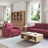 Divano 3 pcs Rosso Vento 221 x 80 x 80 cm Tessuto misto lino