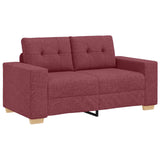Divano 3 pcs Rosso Vento 221 x 80 x 80 cm Tessuto misto lino