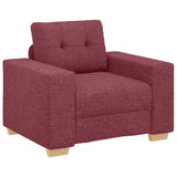Divano 3 pcs Rosso Vento 221 x 80 x 80 cm Tessuto misto lino