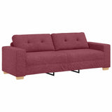 Divano 3 pcs Rosso Vento 221 x 80 x 80 cm Tessuto misto lino