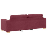Divano 3 pcs Rosso Vento 221 x 80 x 80 cm Tessuto misto lino