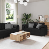 Divano 3 pcs Nero 219 x 80 x 82 cm Tessuto misto lino