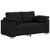 Divano 3 pcs Nero 219 x 80 x 82 cm Tessuto misto lino