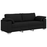 Divano 3 pcs Nero 219 x 80 x 82 cm Tessuto misto lino
