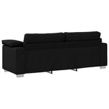 Divano 3 pcs Nero 219 x 80 x 82 cm Tessuto misto lino