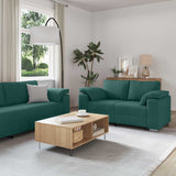 Divano 3 pcs Verde Scuro 219 x 80 x 82 cm Tessuto misto lino