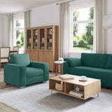Divano 3 pcs Verde Scuro 219 x 80 x 82 cm Tessuto misto lino