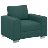 Divano 3 pcs Verde Scuro 219 x 80 x 82 cm Tessuto misto lino