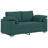 Divano 3 pcs Verde Scuro 219 x 80 x 82 cm Tessuto misto lino
