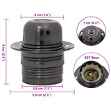 Portalampade 2 pz Nero Lucido E27