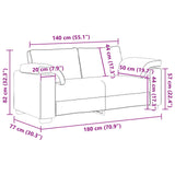 Divano a due posti Grigio scuro 180 cm Tessuto