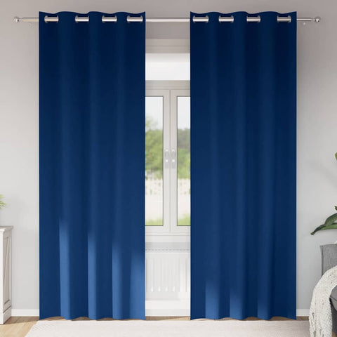 Tende Blackout con Anelli 2 pcs Blu Scuro 225 x 140 cm