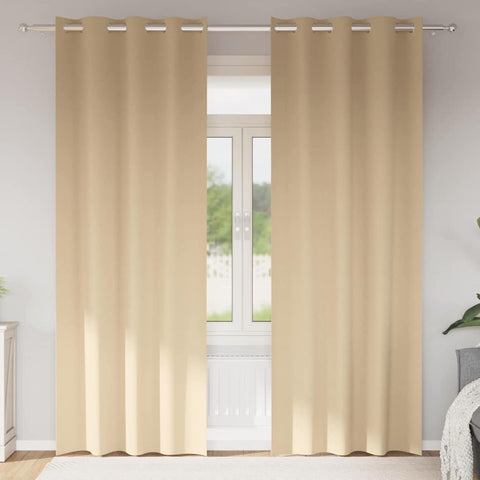 Tende Blackout con Anelli 2 pcs Crema 225 x 140 cm Poliestere