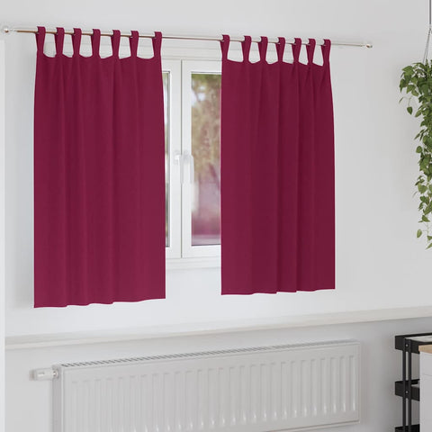 Tende Blackout con Anelli 2 pcs Rosso Vino 140 x 140 cm