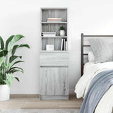 Comodino Grigio Sonoma 39x35x125 cm in Legno truciolato