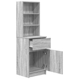 Comodino Grigio Sonoma 39x35x125 cm in Legno truciolato