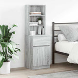Comodino Grigio Sonoma 39x35x125 cm in Legno truciolato