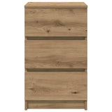 Comodini con 3 Cassetti 2 pz Rovere Artigianale 39x35x65 cm