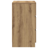 Comodini con 3 Cassetti 2 pz Rovere Artigianale 39x35x65 cm