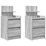 Comodini con 2 Cassetti 2 pz Grigio Sonoma 38x34x80 cm