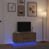 Mobile Porta TV con Luci LED Rovere Artigianale 100x41x50 cm