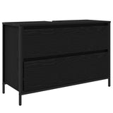 Mobile Lavabo da Bagno con Cassetti Rovere Nero 90x34,5x60 cm