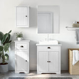 Set Mobili da Bagno 3 pz BODO Bianco in Legno Massello di Pino