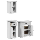 Set Mobili da Bagno 3 pz BODO Bianco in Legno Massello di Pino