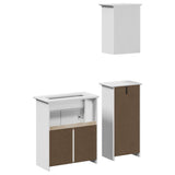 Set Mobili da Bagno 3 pz BODO Bianco in Legno Massello di Pino