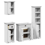 Set Mobili da Bagno 4 pz BODO Bianco in Legno Massello di Pino