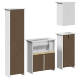 Set Mobili da Bagno 4 pz BODO Bianco in Legno Massello di Pino