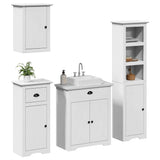 Set Mobili da Bagno 4 pz BODO Bianco in Legno Massello di Pino