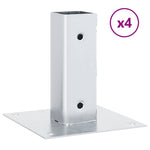 Basi per Pali Quadrate 4 pz Argento 51x51 mm in Acciaio Zincato
