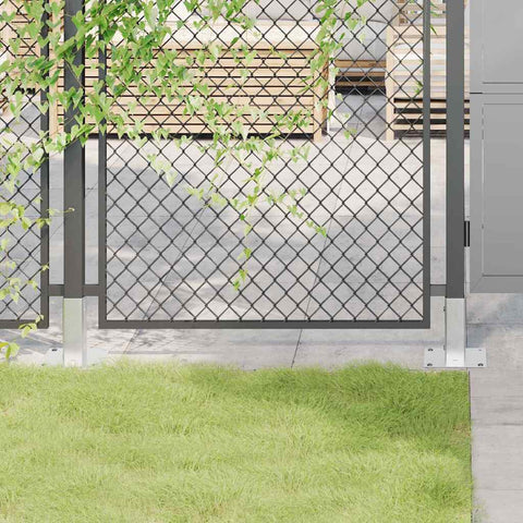 Basi per Pali Quadrate 4 pz Argento 51x51 mm in Acciaio Zincato