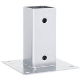Basi per Pali Quadrate 4 pz Argento 61x61 mm in Acciaio Zincato