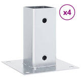 Basi per Pali Quadrate 4 pz Argento 71x71 mm in Acciaio Zincato
