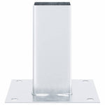 Basi per Pali Quadrate 4 pz Argento 71x71 mm in Acciaio Zincato