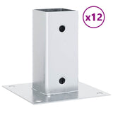 Basi per Pali Quadrate 12 pz Argento 71x71 mm Acciaio Zincato