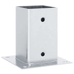 Basi per Pali Quadrate 4 pz Argento 81x81 mm in Acciaio Zincato